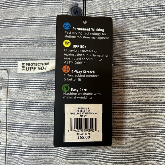 Walter Hagen 11 Majors Polo Fine Line Stripe Polo Navy - Picture 5 of 9